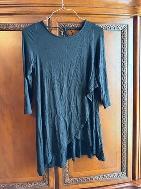 Emerald Black Asymmetric Tie-Back Mini Dress